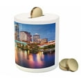 thumbnail image 3 of City Piggy Bank, Hillsborough River Tampa Florida USA Downtown Idyllic Evening at Business District, Ceramic Coin Bank Money Box for Cash Saving, 3.6" X 3.2", Multicolor, by Ambesonne, 3 of 4