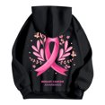 thumbnail image 5 of Oversized Sweatshirt for Women Pink Ribbon Print Cancer Awareness Hoodie Long Sleeve Fall Winter Pullover Tops (Black, L), 5 of 6