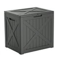 thumbnail image 2 of EasyUp 32 Gallon Resin Deck Box, Lockable Patio Outdoor Storage Box for Furniture, Garden Tools and Tools Storage, Waterproof Outside Storage Boxes（Black）, 2 of 8