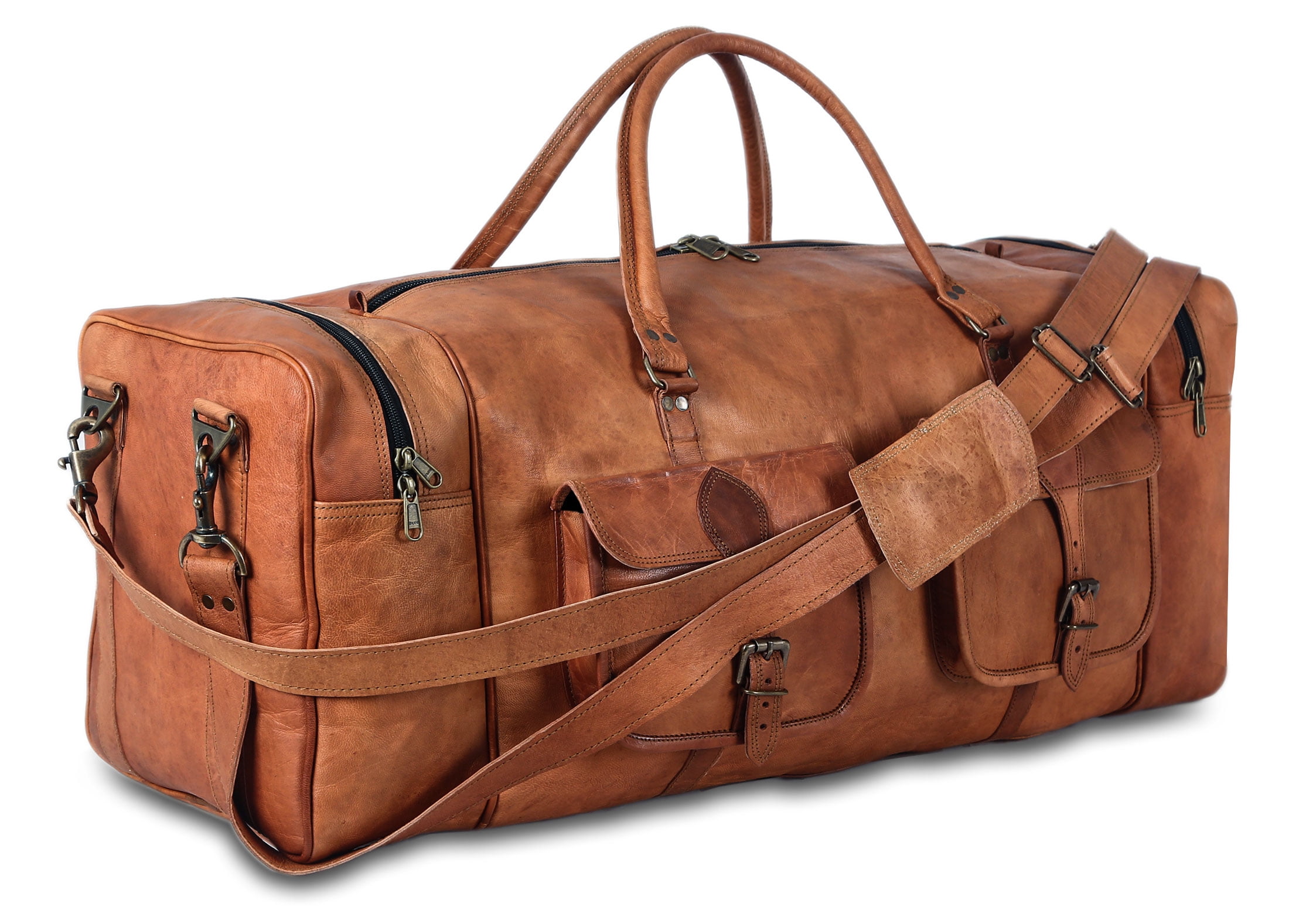32-Inch Large Leather Duffel Bag for Men – Travel Holdall, Overnight Gym & Weekend Sports Bag