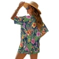 thumbnail image 2 of FKEKYI Tropical Leaf Hibiscus Flower Print Women's Short Set 2 Piece Summer Outfits Open Front Shirt Top & Shorts with Elastic Waist Beachwear Causal Lounge Set Resort Wear, M, 2 of 7