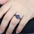 thumbnail image 3 of Vintage Round Cornflower Blue Sapphire Engagement Ring Set IN 14K Black Gold Vermeil- Black Diamond Sapphire Bridal Set- Wedding Set Promise Ring, 3 of 3
