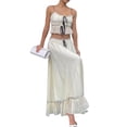 thumbnail image 2 of Women'S Skirt Sets 2 Piece Outfits Contrast Trim Ruffle Hem Tops and Maxi Skirt Vacation Set Color M, 2 of 9