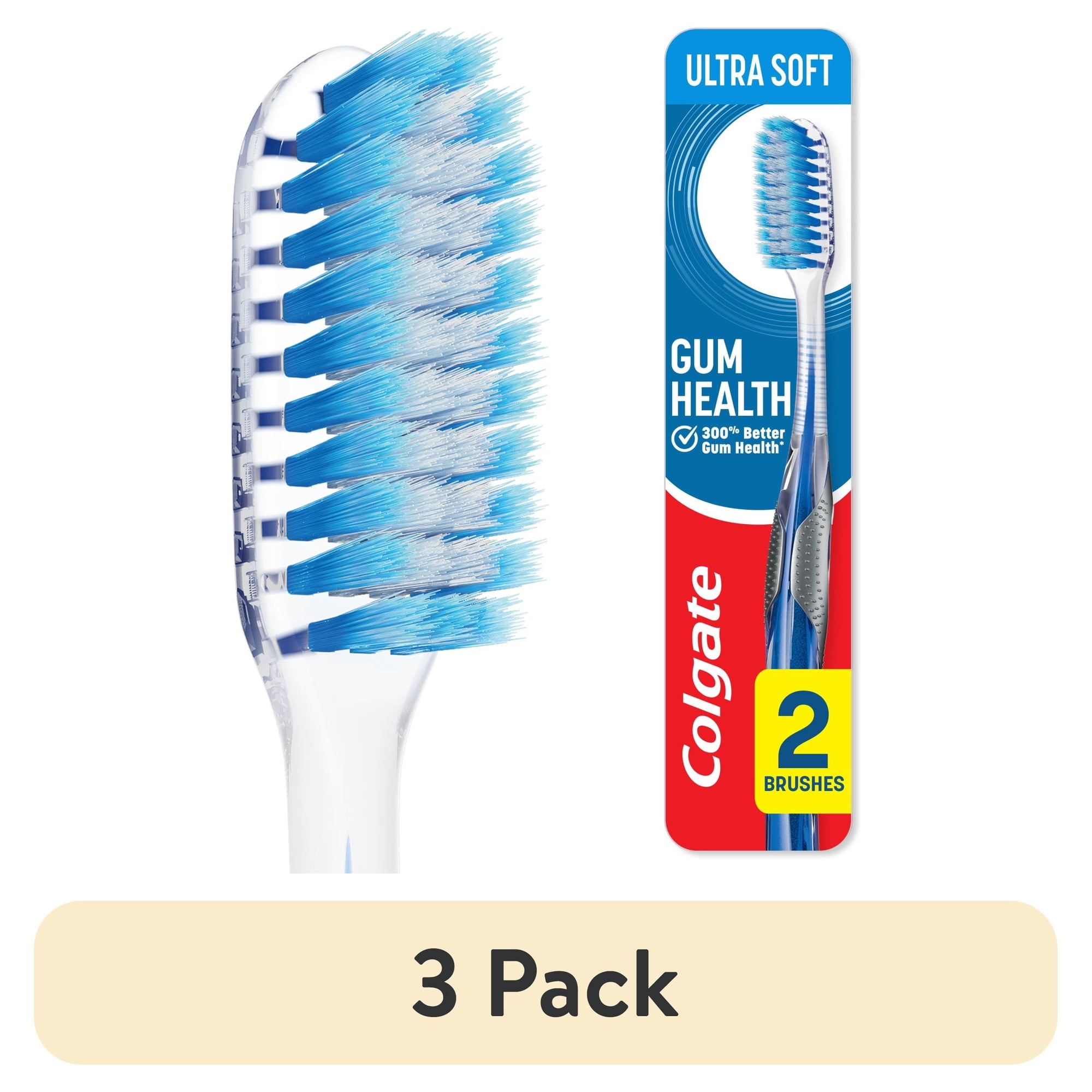 (3 pack) Colgate Gum Health Toothbrush, Ultra Soft, 2 Pack