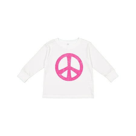 

Inktastic Peace Sign Pink Retro Gift Toddler Toddler Girl Long Sleeve T-Shirt