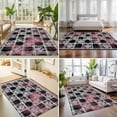thumbnail image 4 of Area Rugs 4'x6'. Grey Pink Geometric Carpet Runner Indoor Outdoor Rugs Home Decor Aesthetic, Black White Boho Non Slip Mats Washable Accent Rug for Living Room Bedroom, 4 of 8