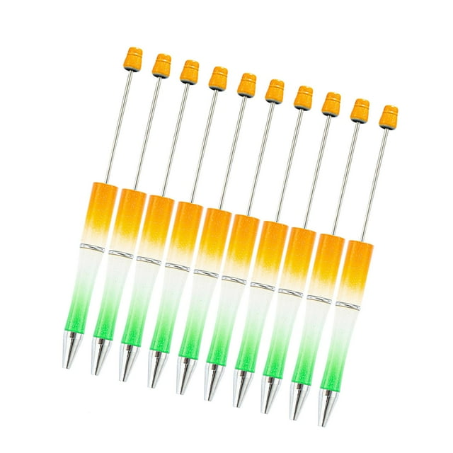 10x bolígrafos con cuentas, bolígrafo de , bolígrafo con cuentas para graduación, estudiantes, oficina, niños, fabricación de regalos DIY Naranja Verde
