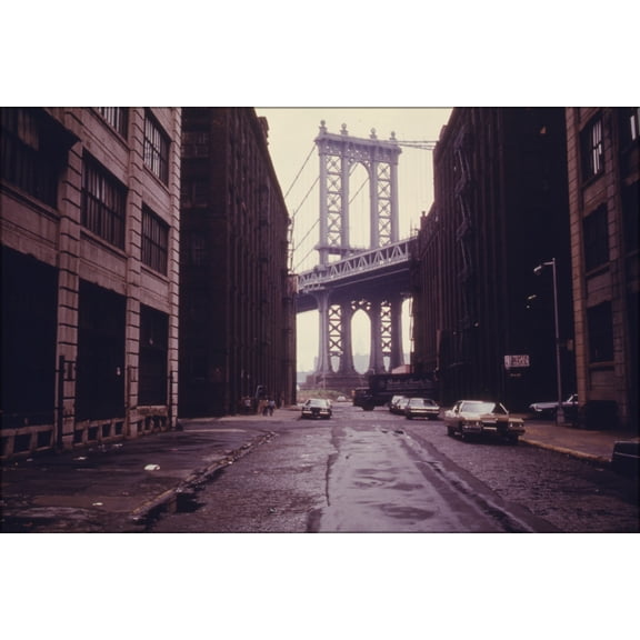 24"x36" Gallery Poster, MANHATTAN BRIDGE TOWER IN BROOKLYN, NEW YORK CITY, 1974