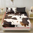 thumbnail image 2 of Xoenoiee Brown Cow Pattern 3-Piece Fitted Sheet Bedsheet with Breathable Pillowcases Deep Pocket Fitted Sheet Premium Soft Bedsheet for Bedroom Decor, King Size, 2 of 7
