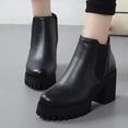 thumbnail image 2 of WEAIXIMIUNG Short Boots Women Wide Zip Fashion Women Square Heels On Solid Color Short Boot Round Toe Work Shoes, 2 of 7