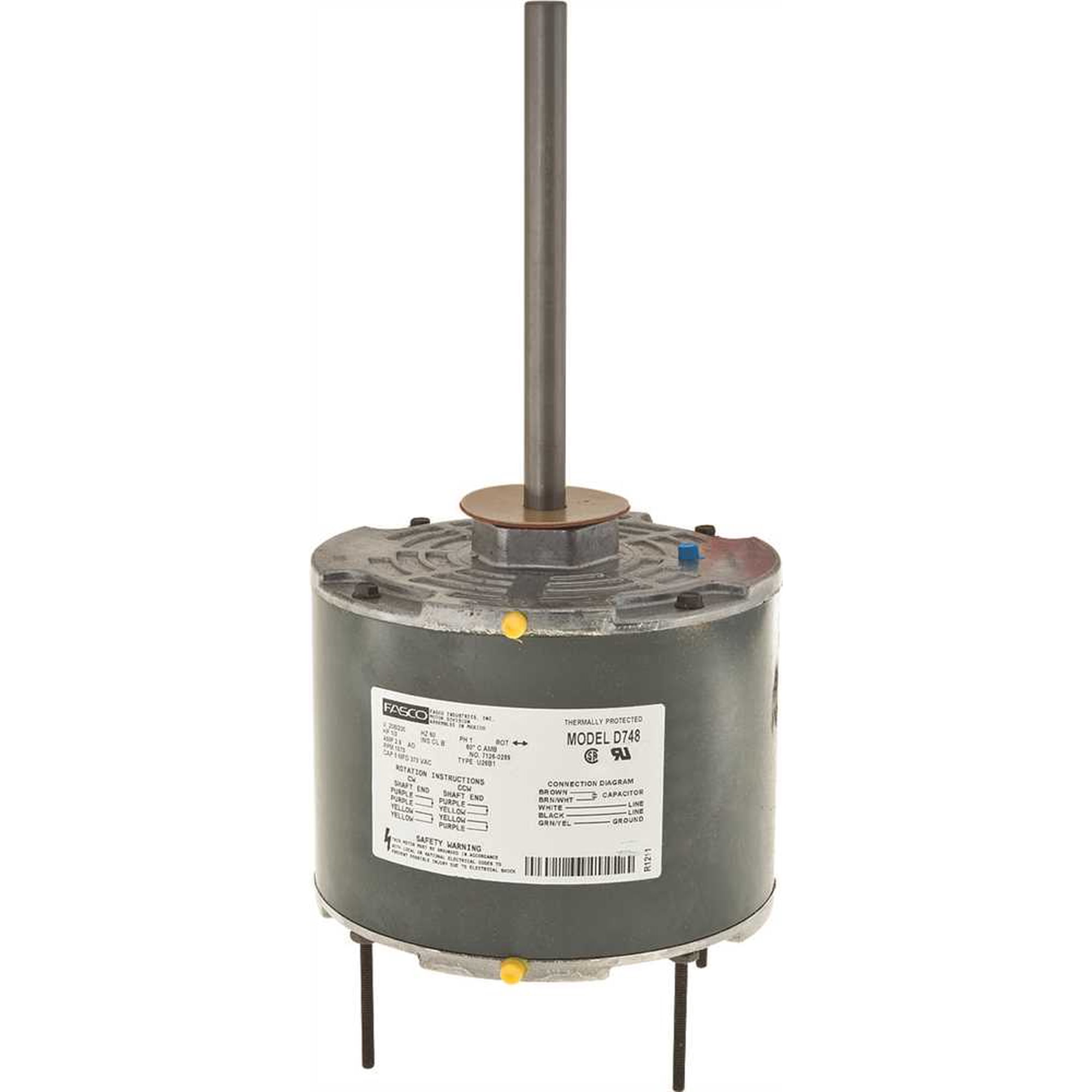 FASCO® CONDENSER FAN MOTOR, 5-5/8 IN., 208 / 230 VOLTS, 2.9 AMPS, 1/3 HP, 1,075 RPM