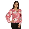 thumbnail image 2 of Moomaya Printed Tops For Women Button Down Full Sleeve Casual Shirt Blouse, 2 of 9