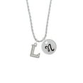 thumbnail image 2 of Delight Jewelry Silvertone Crystal Initial - L - Silvertone Script Initial Disc - N - Charm Necklace, 20"+3", 2 of 4