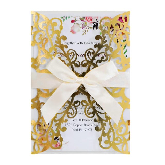50 Set Wedding Engagement Invitations Inside Laser Empty Silver Gold Festival Butterfly Invitation Cards (Gold, All Set)