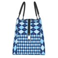thumbnail image 4 of Vsdgher Blue Squares Print Insulated Reusable Bags with Sturdy Zipper and Handles, Foldable Totes for Hot or Cold Food Bring or Delivery, 4 of 8
