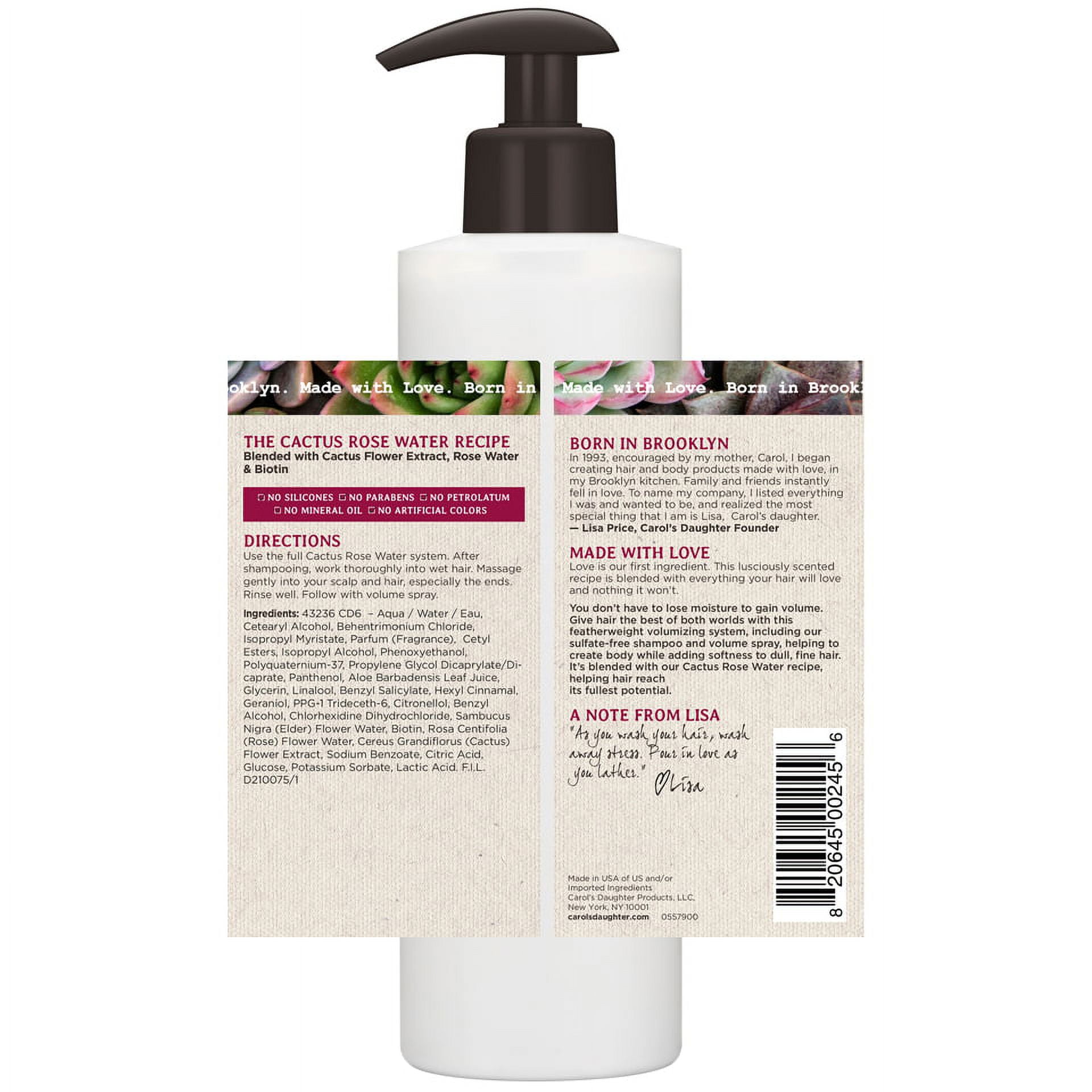Carol's Daughter Cactus Rose Water Lightweight Conditioner, Nourishing, for Wavy Hair, 12 fl oz