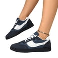 thumbnail image 5 of Domzle Women Retro Gum Sole Fashion Sneakers | Faux Leather Classic Tennis Skate Walking Shoes Anti Slip Trainers Blue, 5 of 7