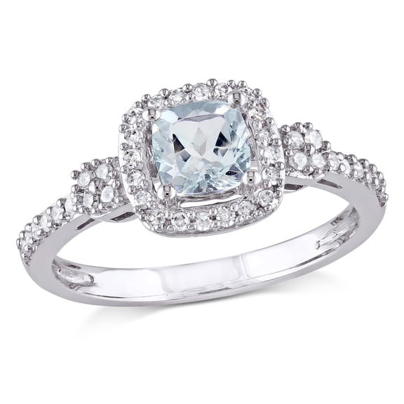 Everly Women's Aquamarine 10K White Gold Engagement Ring
