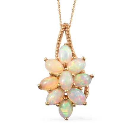 Black Vermeil Pendant - 925 Sterling Silver Vermeil Yellow Gold Plated Oval Welo Opal Chain Pendant Necklace for Women 20