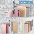 thumbnail image 4 of Space Saving Towel Rack, SUS304 Stainless Steel with Stylish Design, Wall Mounted Swivel Towel Bar, Robust & Durable for Bathrooms Closets Kitchens, Easy Installation, 4 Arms, 4 of 5