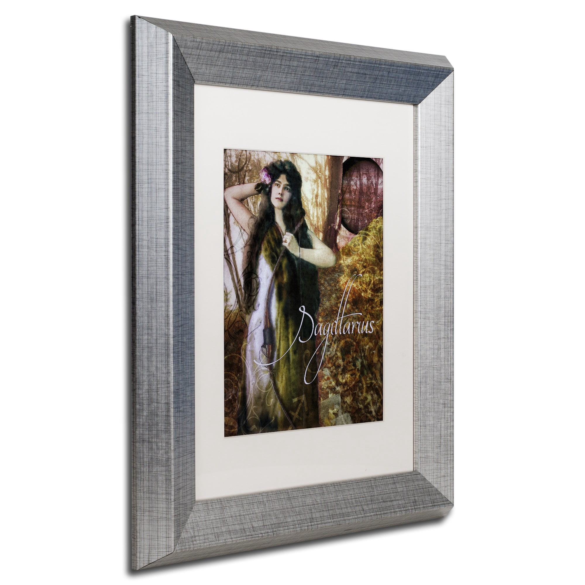 Trademark Fine Art "Art Nouveau Zodiac Sagittarius" Canvas Art by Color Bakery White Matte, Silver Frame