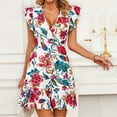thumbnail image 6 of Drses Women's Short Sleeve V Neck Wrap Dress Summer Casual Floral Sundress, 6 of 7