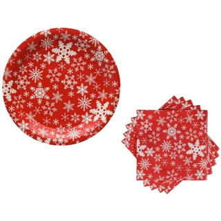 Set Of Snowflake Pattern Christmas Party Supplies, Including 10pcs 9inch &  7inch Paper Plates, Napkins, Cups, And Coasters For Fruit & Dessert Table