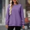 thumbnail image 2 of Women's Oversized Crewneck Sweatshirt Long Sleeve Fleece Pullover Fall Fashion Casual Tunic Top with Pocket No Hood, 2 of 7