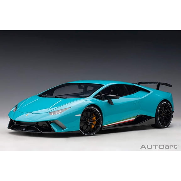 Lamborghini Huracan Performante Blu Glauco / Solid Blue with Black Wheels 1/12 Model Car by Autoart
