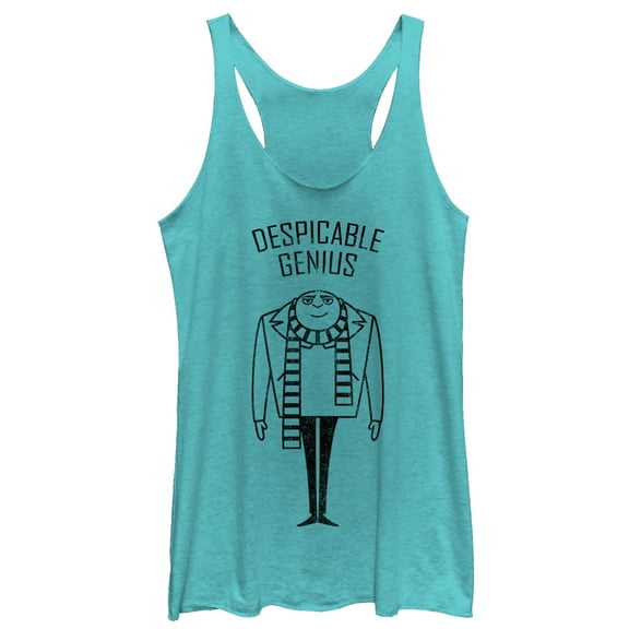 Women's Despicable Me Evil Genius Gru Racerback Tank Top Tahiti Blue X Large