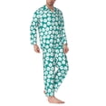 thumbnail image 2 of Picia Green Baseball Pattern Men’s Long-Sleeve Sleepwear Set - Soft 2-Piece Loungewear with Pockets, Comfy PJs for Relaxing Nights-Large, 2 of 7