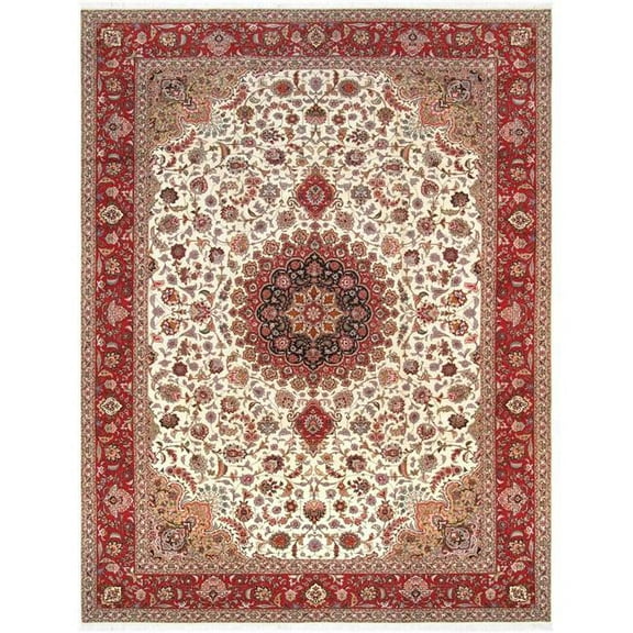 Tabriz Collection Hand-Knotted Multi Lamb's Wool Area Rug- 8' 3' X 11' 6'
