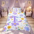 thumbnail image 2 of Meiyoeat Cute Floral Letter L Twin Bedding for Girls Kids, Cartoon Daisy Groovy Duvet Cover Set, Purple, Reversible, 1 Duvet Cover and 1 Pillowcase (No Comforter), 2 of 6