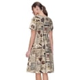 thumbnail image 2 of Bixox Robe d'Été à Manches Courtes pour Femmes Robe Ample Longueur Genou avec Poches-Abstrait Café, 2 of 7