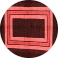 thumbnail image 1 of Ahgly Company Machine Washable Indoor Round Abstract Red Modern Area Rugs, 6' Round, 1 of 4