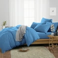 thumbnail image 2 of SGI Bedding 3 Piece Cotton Duvet Cover Mediterranean Blue Solid 600 Thread Count Calking, 2 of 7