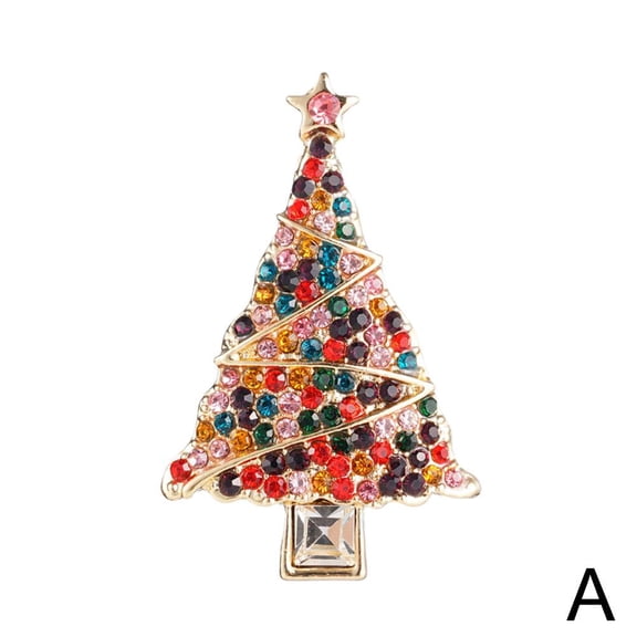 Christmas Rhinestone Christmas Tree Brooches For Women Unisex Enamel Botanical Gifts Jewelry Pin Accessories Friend Party Office