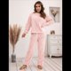 thumbnail image 5 of Pijama de 2 Piezas para Mujer, Conjunto de Ropa de Estar por Casa, Suéter de Punto, Cuello Redondo, Larga, Conjuntos Peludos Rosa S, 5 of 8