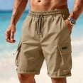 thumbnail image 2 of Cargo Shorts for Men Elastic Waist Drawstring Lightweight Hiking Shorts Breathable Stretch Casual Shorts, L, 2 of 8