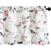 Window Valances for Laundry Bedroom Living Room, Birds Vines Printed Small Curtains Rod Pocket Vintage Semi-Blackout Valance for Windows, 52 x 18 Inch, Purple Birds, One Panel