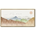 thumbnail image 4 of SHENIFY Landscape Mountain Range Wall Art 20x40in Natural Framed Set Watercolor Ink Wash Nature Scenry Sunrise Flying Bird Farmhouse Rustic Modern Art Decorative for Living Room Bedroom, 4 of 5