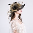 thumbnail image 4 of Yoyauz Women Sun Hat with Mesh Flower Decoration Wide Brim Hat Occasion Event Organza Fancy Church Dress Hat, 4 of 4
