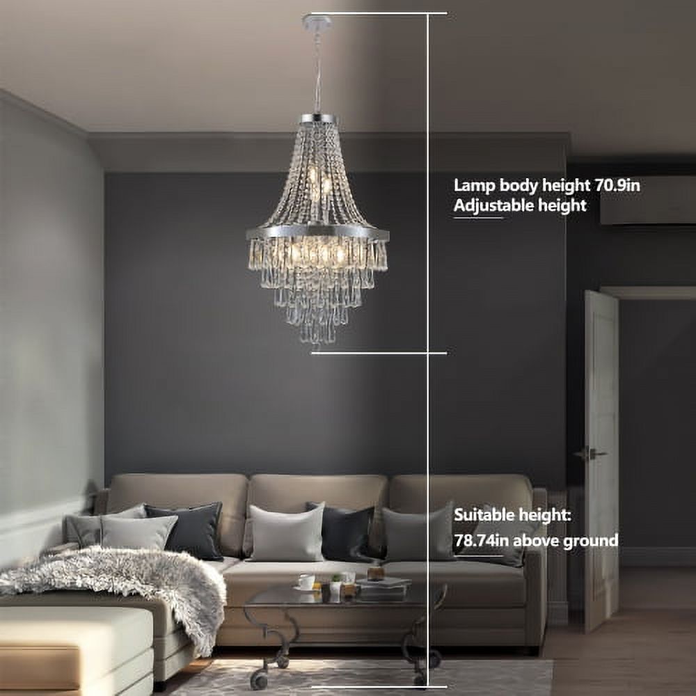 ACE-LIGHTS,Chrome Crystal Chandeliers(Bulbs Not Included),Large Contemporary Luxury Ceiling Lighting for Living Room,Dining Room,Bedroom,Hallway(Chrome)