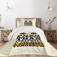 thumbnail image 3 of Ambesonne Fitness Quilted Bedspread Set 2 Pcs, Push Harder Phrase, Twin Size, Cream Black Yellow, 3 of 6
