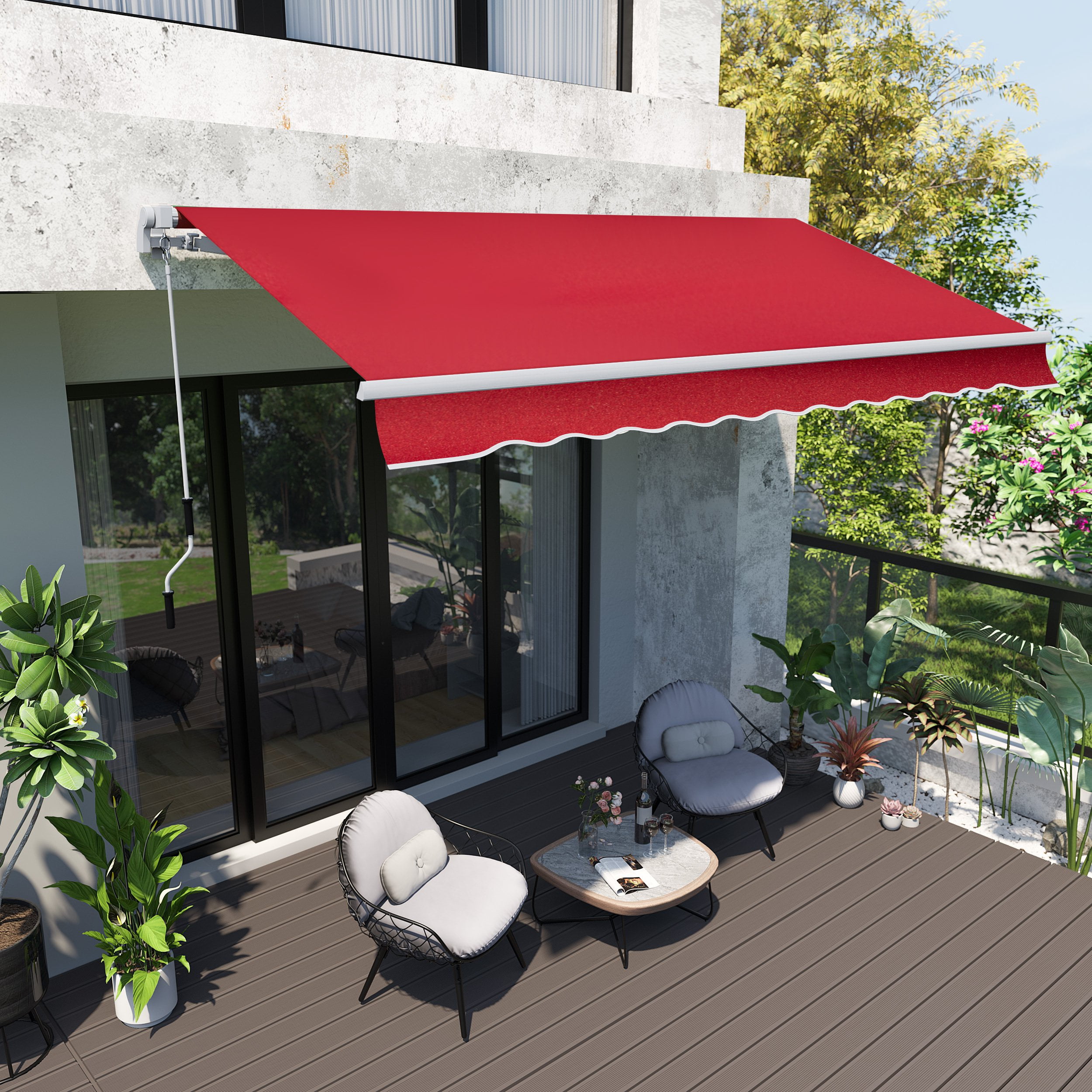 Garden Patio Manual Retractable Awning Canopy Sun Shade Shelter Upgrade