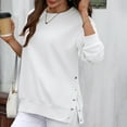 thumbnail image 6 of Besolor Fall Tops for Women Crewneck Long Sleeve Shirts Button Side Slit Casual Going out Dressy Blouses, 6 of 9