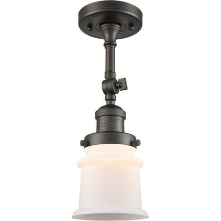 

Oil Rubbed Bronze Tone Semi Flush 6 Wide Matte White Glass Steel/Cast Brass Medium Base LED 1 Light Fixture