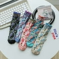 thumbnail image 7 of Vintage Style Crew Socks with Cute Floral Cuff for Women, 7 of 7