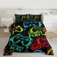 thumbnail image 2 of Homewish Gamepad Controller Queen Comforter Set,Colorful Splash Ink Bedding Sets,Green Red Black Bedding Comforter Set For Teens,Ultra Soft Home Decor Reversible,3pcs, 2 of 8