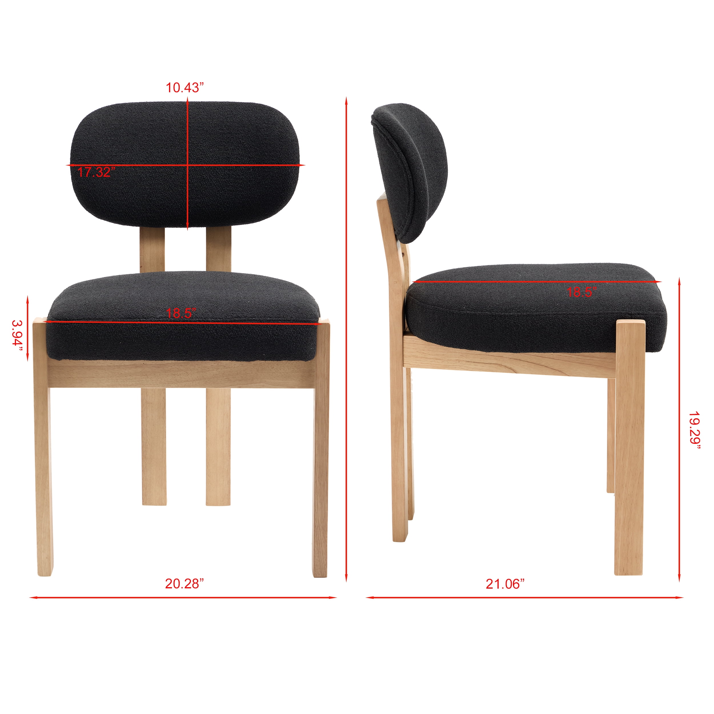 Wooden Dining Chairs Set of 2, Modern Fabric Upholstered Dining Room Chair Kitchen Chairs, Farmhouse Dinner Chair for Kitchen Dining Room